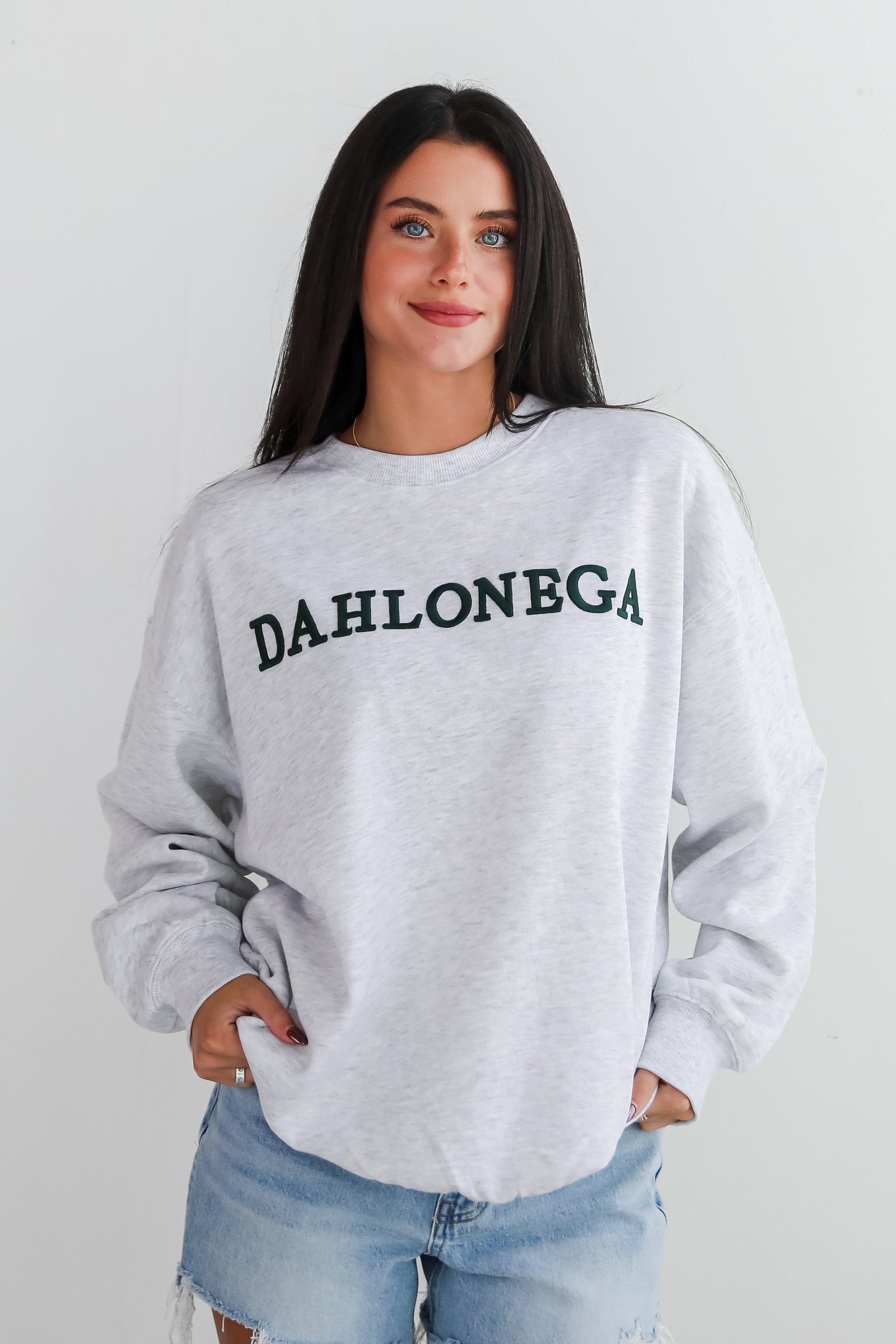 Heather Grey Dahlonega Embroidered Sweatshirt EO11