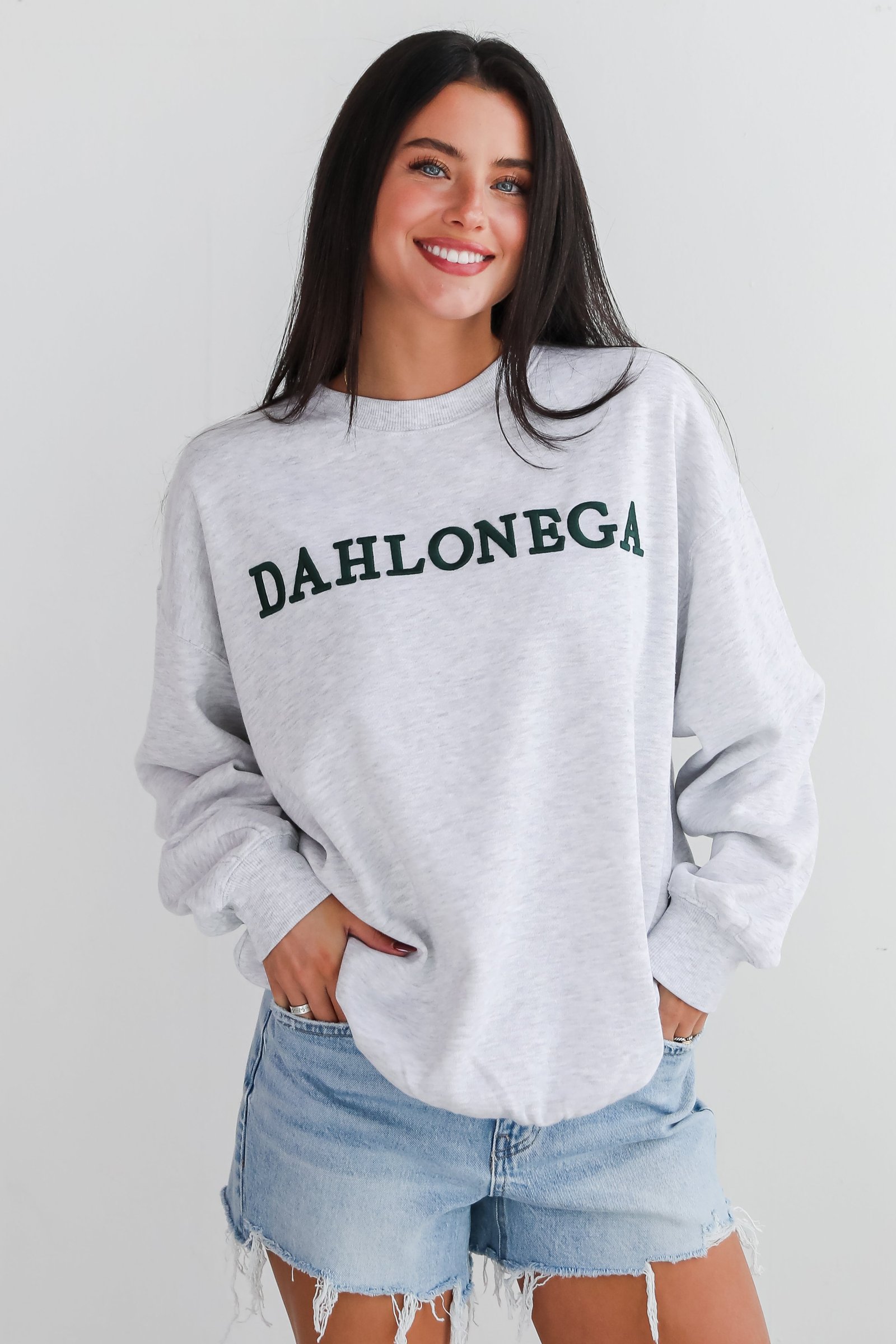 Heather Grey Dahlonega Embroidered Sweatshirt EO11