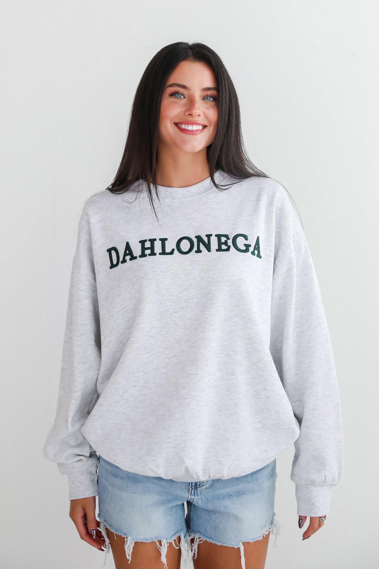 Heather Grey Dahlonega Embroidered Sweatshirt EO11