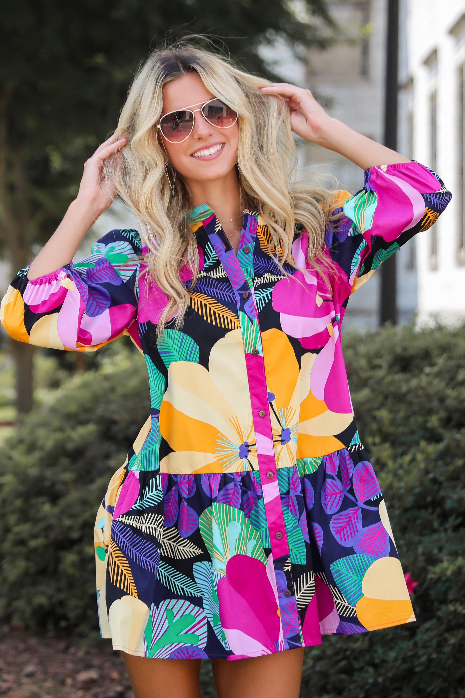 Exemplary Charm Multicolored Floral Mini Dress SS6