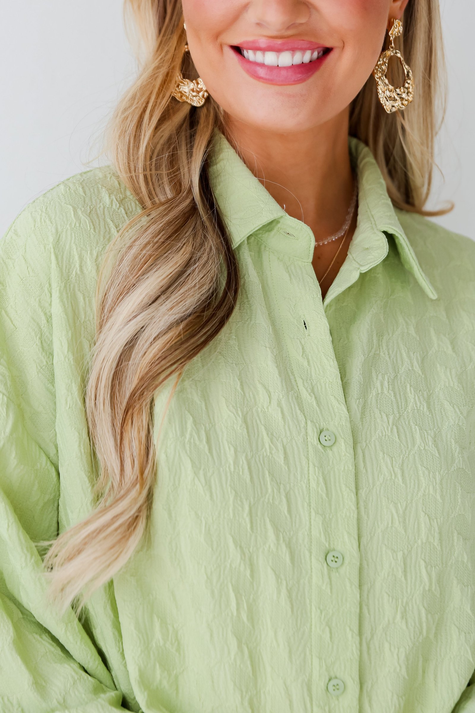 Budding Charm Lime Textured Blouse SS16